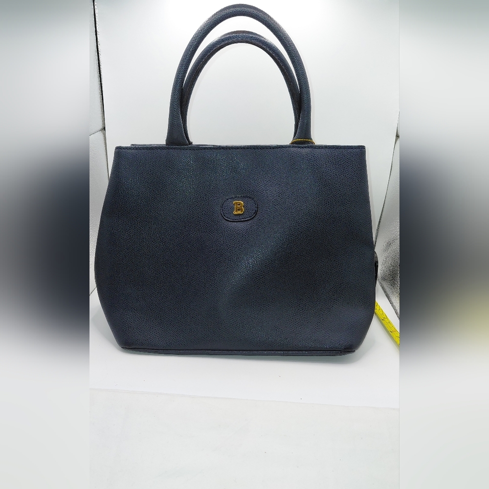 Vtg Bally Blue Saffiano Leather Tote GVC